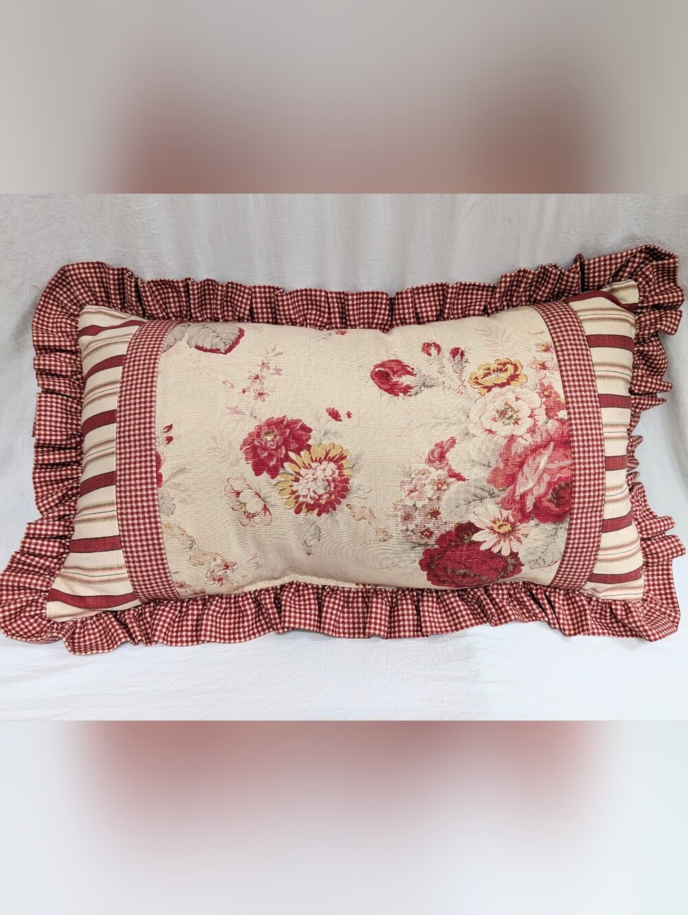 Waverly Schumacher Throw Pillow Lumbar 26x15 Farmhouse Cottage Core Traditional